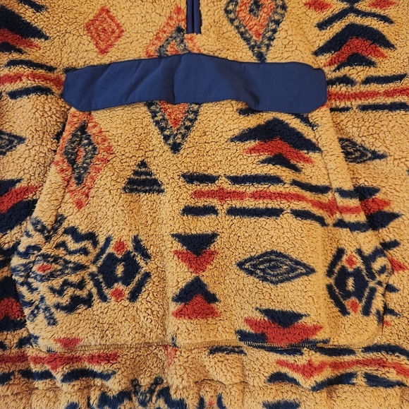 Vintage North Face Men Tan Aztec Geometric Sherpa 1/2 Zip Hoodie Size XL Plush - Picture 12 of 16